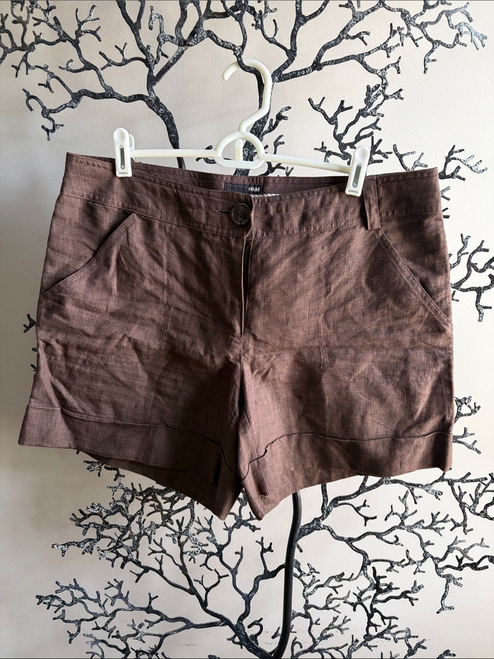 NWOT H&M Women’s Linen Brown Shorts Size 12